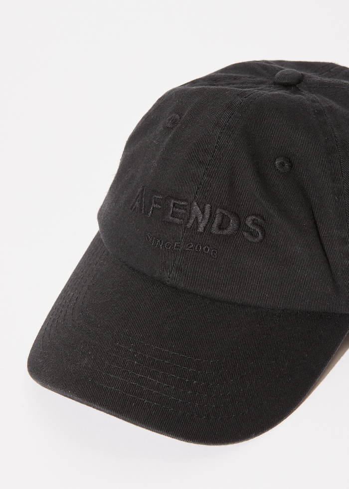 Afends Mens Questions -  Six Panel Cap - Washed Black - Streetwear - Sustainable Fashion
