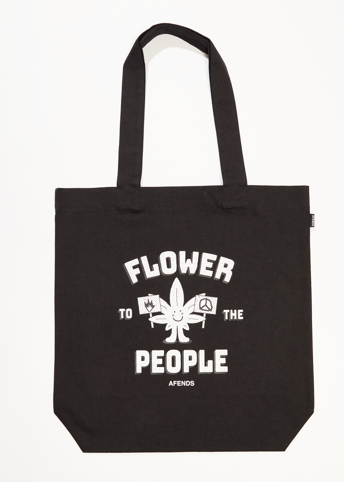 Afends Mens Flower -  Tote Bag - Black - Streetwear - Sustainable Fashion