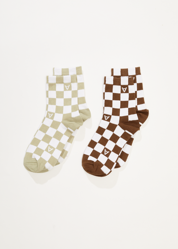 Afends Womens Maia -  Socks Two Pack - Check - Streetwear - Sustainable Fashion