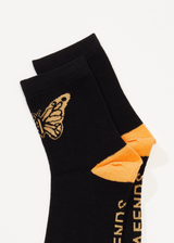 Afends Womens Papillon -  Socks One Pack - Black - Afends womens papillon    socks one pack   black   streetwear   sustainable fashion