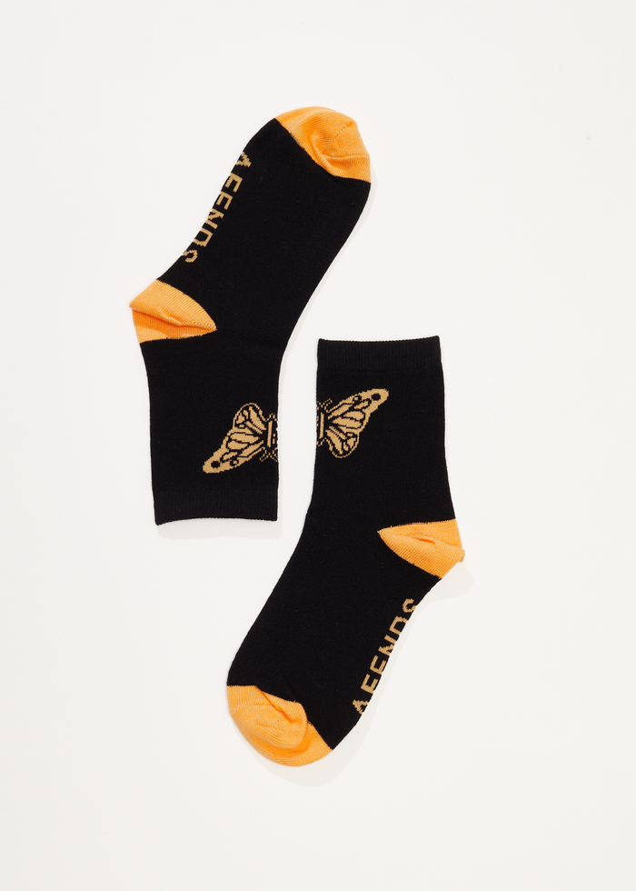 Afends Womens Papillon -  Socks One Pack - Black - Streetwear - Sustainable Fashion