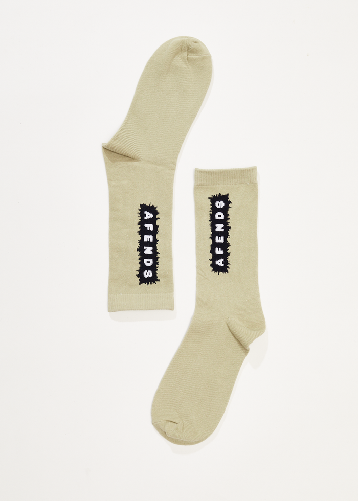 AFENDS Mens World - Socks One Pack - Eucalyptus - Streetwear - Sustainable Fashion