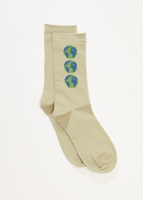 AFENDS Mens World - Socks One Pack - Eucalyptus - Afends mens world   socks one pack   eucalyptus   streetwear   sustainable fashion