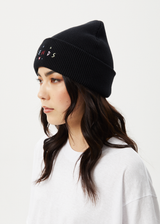 Afends Womens Funhouse - Knit Beanie - Black - Afends womens funhouse   knit beanie   black   streetwear   sustainable fashion