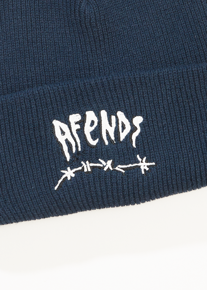 Afends Mens Barbwire - Beanie - Navy - Streetwear - Sustainable Fashion