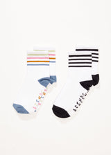 Afends Womens Funhouse - Socks Two Pack - Multi - Afends womens funhouse   socks two pack   multi   streetwear   sustainable fashion
