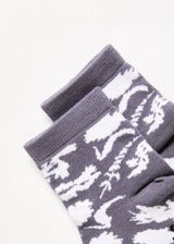 Afends Unisex Bayley - Hemp Floral Crew Socks - Steel - Afends unisex bayley   hemp floral crew socks   steel   streetwear   sustainable fashion