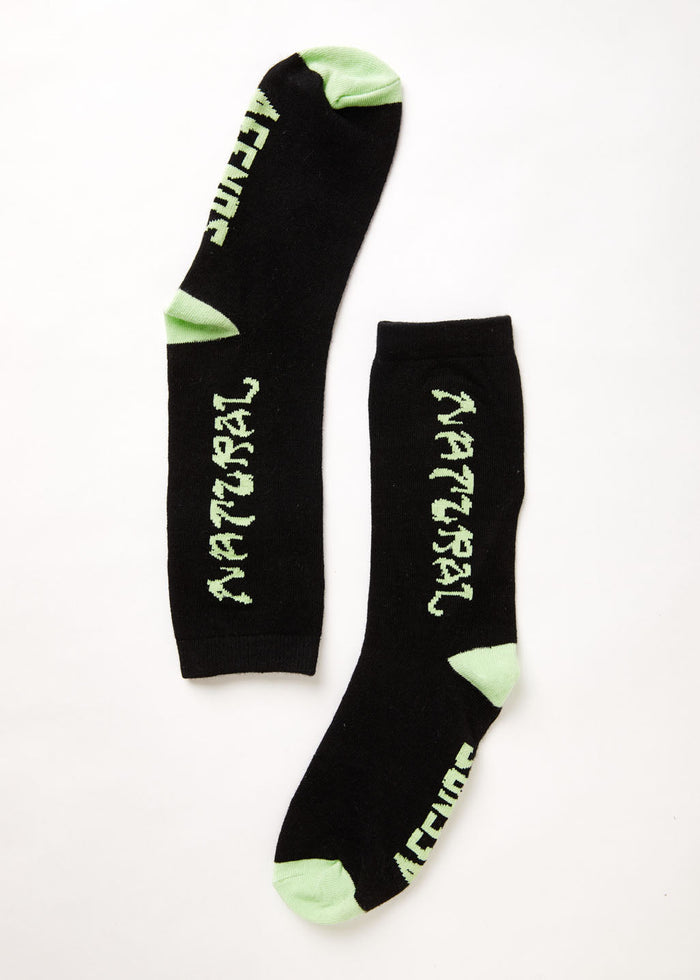 Afends Unisex Natural Technology - Hemp Crew Socks - Black - Streetwear - Sustainable Fashion