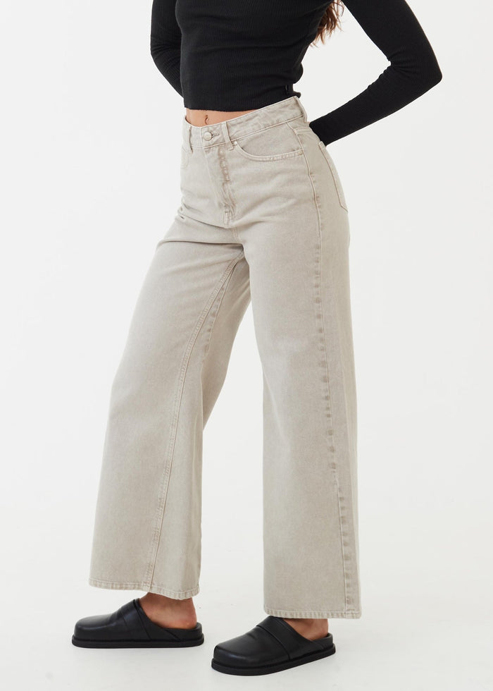 Afends Womens Gigi - Organic Denim Flared Jeans - Faded Cement - Streetwear - Sustainable Fashion