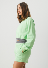 Afends Womens Homebase - Hemp Crew Neck Jumper - Lime Green - Afends womens homebase   hemp crew neck jumper   lime green   streetwear   sustainable fashion