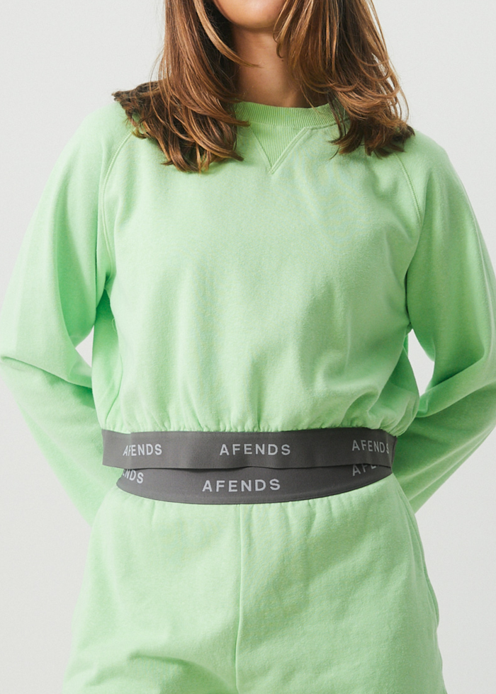 Afends Womens Homebase - Hemp Crew Neck Jumper - Lime Green - Streetwear - Sustainable Fashion