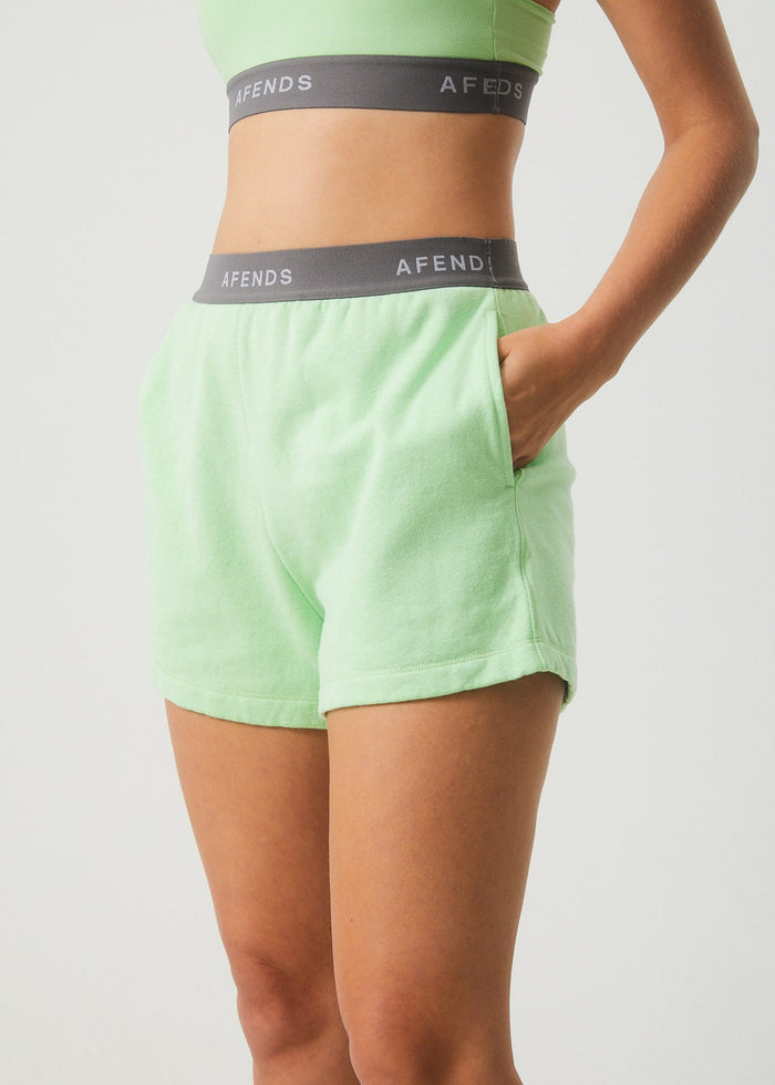 Afends Womens Homebase - Hemp Sweat Shorts - Lime Green - Streetwear - Sustainable Fashion
