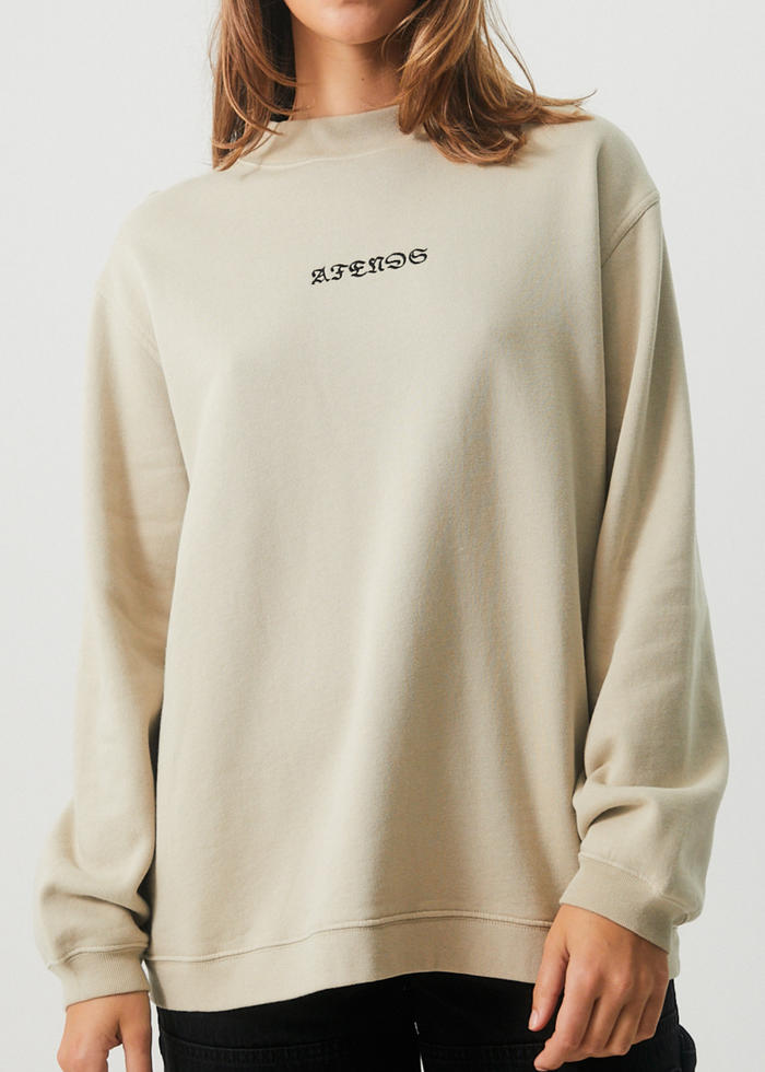 Afends Womens Luxury - Recycled Crew Neck Jumper - Cement - Streetwear - Sustainable Fashion