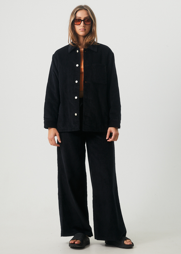 Afends Womens Night Away - Hemp Corduroy Puffer Jacket - Black - Streetwear - Sustainable Fashion