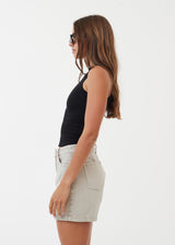 Afends Womens Seventy Threes - Organic Denim High Waisted Shorts - Faded Cement - Afends womens seventy threes   organic denim high waisted shorts   faded cement   streetwear   sustainable fashion