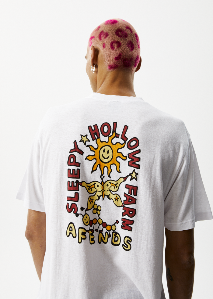 Afends Mens Caterpillar - Retro Graphic T-Shirt - White - Streetwear - Sustainable Fashion
