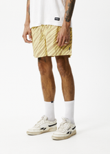 Afends Mens Baywatch Atmosphere - Organic Elastic Waist Shorts - Butter Stripe - Afends mens baywatch atmosphere   organic elastic waist shorts   butter stripe   streetwear   sustainable fashion