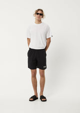 AFENDS Mens Baywatch Flowers - Elastic Waist Shorts - Black - Afends mens baywatch flowers   elastic waist shorts   black   streetwear   sustainable fashion