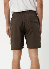 Afends Mens Baywatch Misprint - Elastic Waist Shorts - Coffee - Afends mens baywatch misprint   elastic waist shorts   coffee   streetwear   sustainable fashion