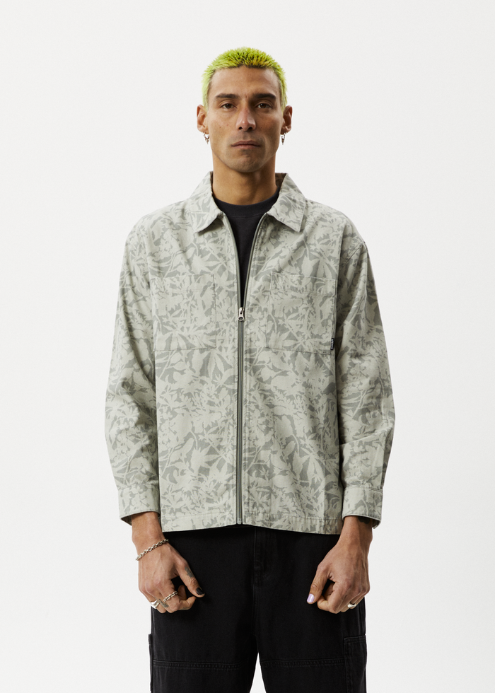 Afends Mens Bouquet - Canvas Jacket - Olive Floral - Streetwear - Sustainable Fashion