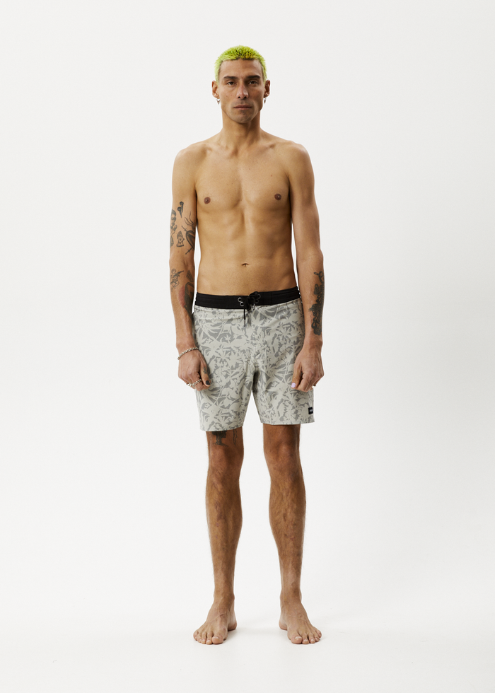 Afends Mens Bouquet - Fixed Waist Boardshorts - Olive Floral - Streetwear - Sustainable Fashion