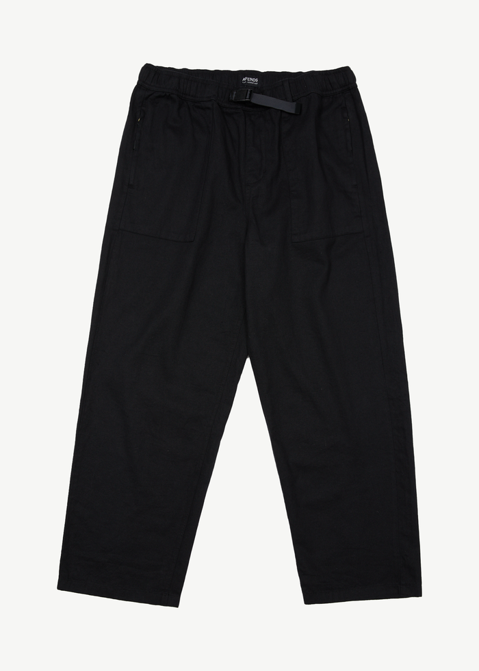 Afends Mens Cabal - Hemp Elastic Waist Technical Pants - Black - Streetwear - Sustainable Fashion