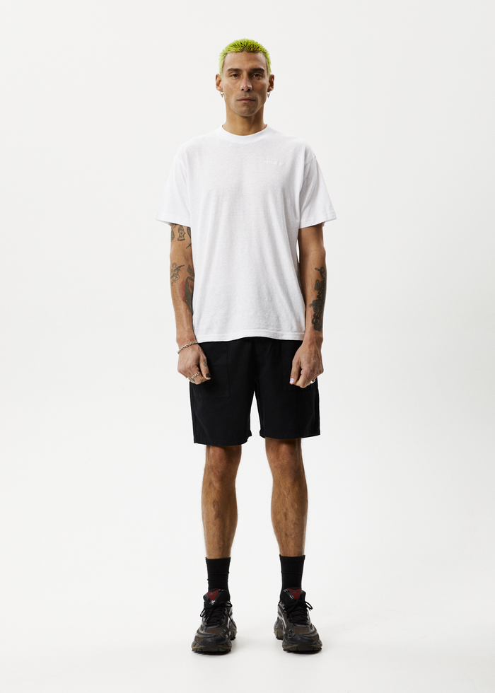 AFENDS Mens Cabal - Elastic Waist Technical Shorts - Black - Streetwear - Sustainable Fashion