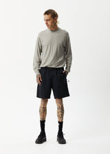 Afends Mens Cabal - Hemp Elastic Waist Shorts - Black - Afends mens cabal   hemp elastic waist shorts   black   streetwear   sustainable fashion
