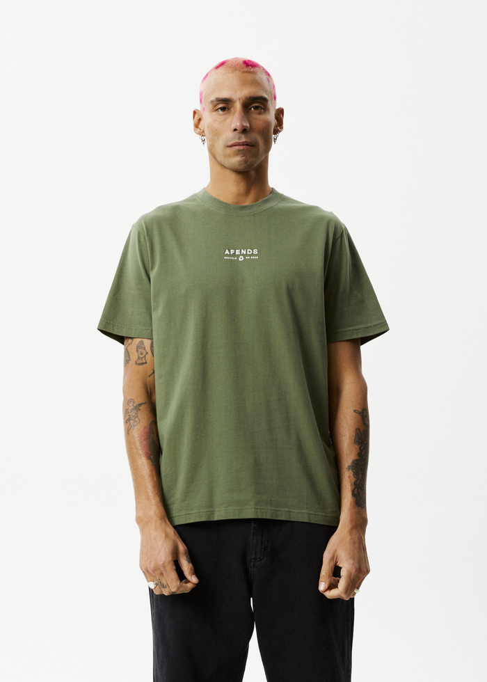 Afends Mens Calico - Recycled Retro Logo T-Shirt - Cypress - Streetwear - Sustainable Fashion