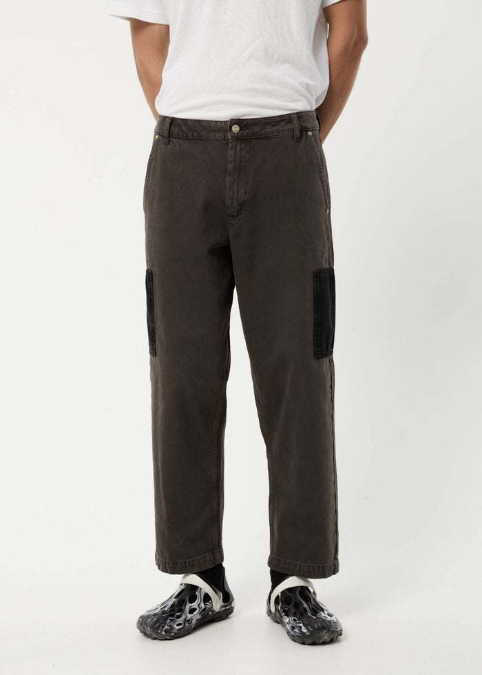 Afends Mens Cartel - Organic Denim Wide Leg Jeans - Faded Coffee - Streetwear - Sustainable Fashion