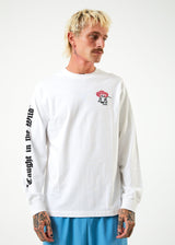 Afends Mens Caught In The Wild - Recycled Long Sleeve Graphic T-Shirt - White - Afends mens caught in the wild   recycled long sleeve graphic t shirt   white   streetwear   sustainable fashion