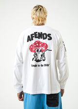 AFENDS Mens Caught In The Wild - Long Sleeve Graphic T-Shirt - White - Afends mens caught in the wild   long sleeve graphic t shirt   white   streetwear   sustainable fashion