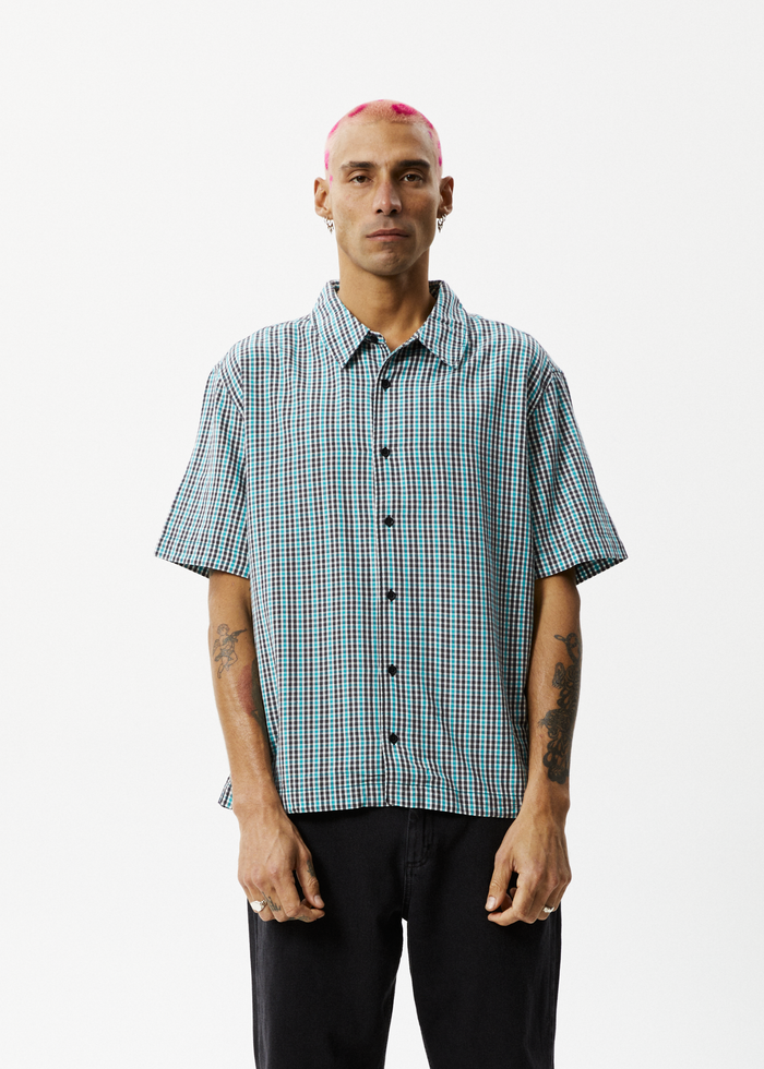 Afends Mens Checkers - Recycled Check Short Sleeve Shirt - Black - Streetwear - Sustainable Fashion