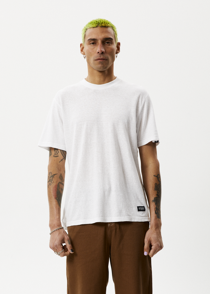 Afends Mens Classic - Hemp Retro T-Shirt - White - Streetwear - Sustainable Fashion