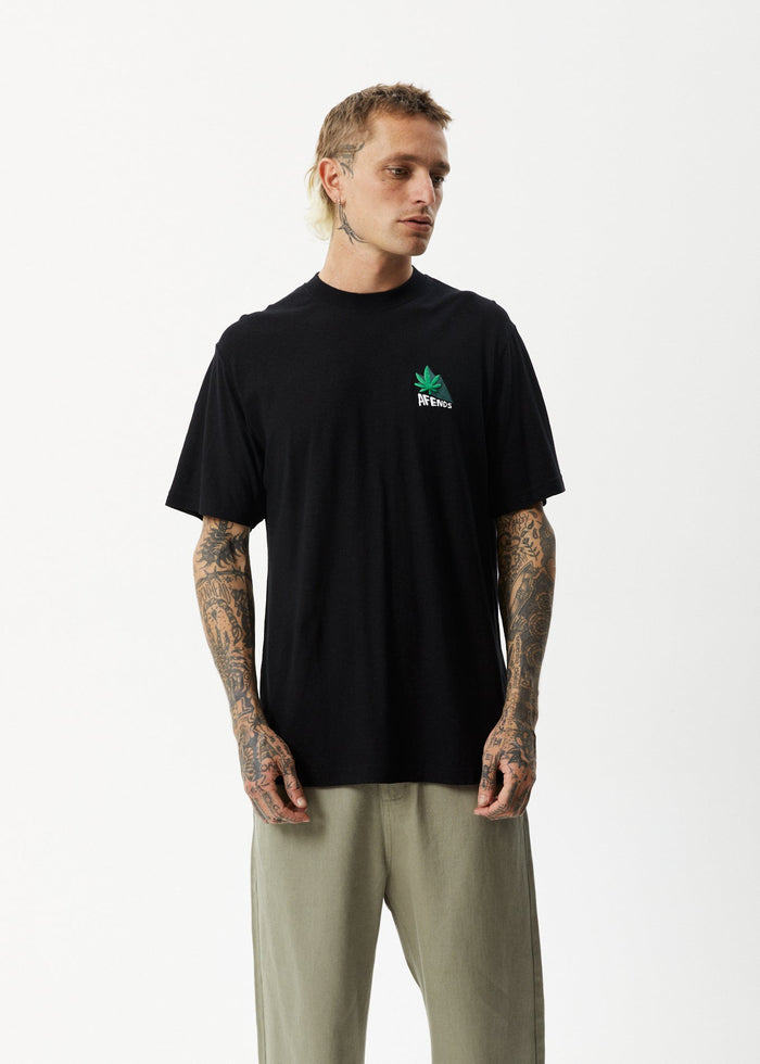 Afends Mens Crops - Retro Logo T-Shirt - Black - Streetwear - Sustainable Fashion