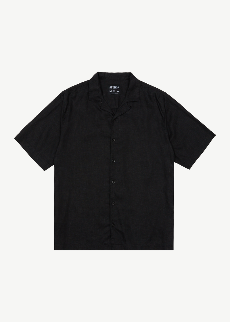 Afends Mens Daily - Hemp Cuban Short Sleeve Shirt - Black