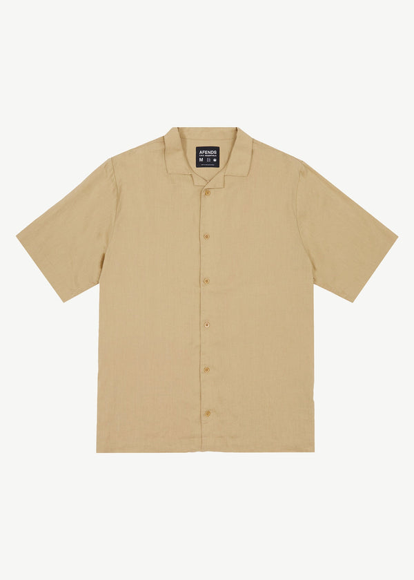 Afends Mens Daily - Hemp Cuban Short Sleeve Shirt - Camel
