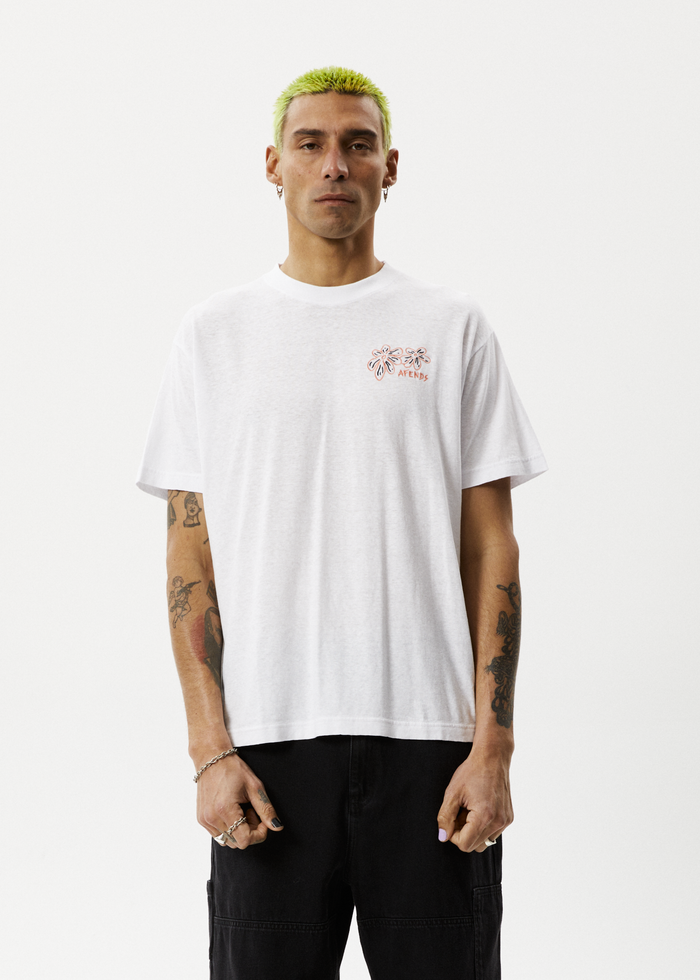 Afends Mens Dazed - Boxy Graphic T-Shirt - White - Streetwear - Sustainable Fashion