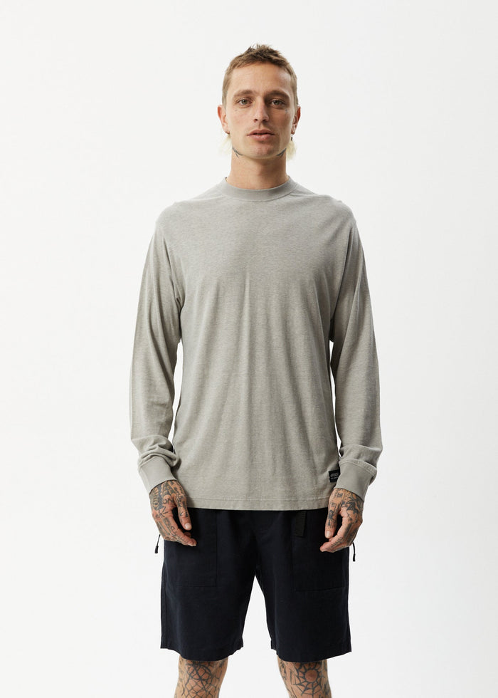 Afends Mens Essential - Hemp Long Sleeve T-Shirt - Olive - Streetwear - Sustainable Fashion