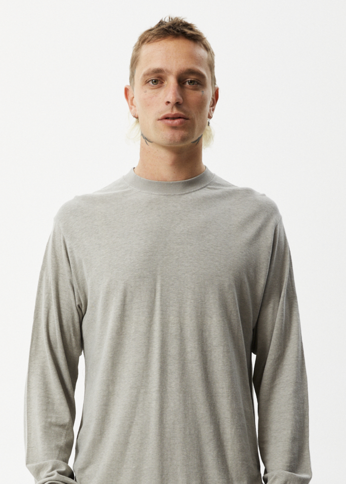 Afends Mens Essential - Hemp Long Sleeve T-Shirt - Olive - Streetwear - Sustainable Fashion