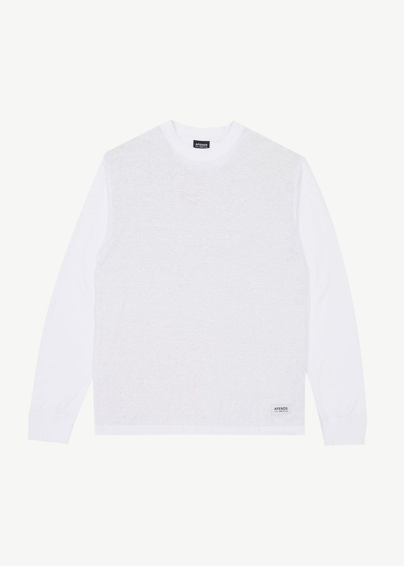 Afends Mens Essential - Hemp Retro Long Sleeve T-Shirt - White