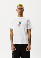 AFENDS Mens F Plastic - Retro Graphic Tee - White - Afends mens f plastic   retro graphic tee   white   streetwear   sustainable fashion