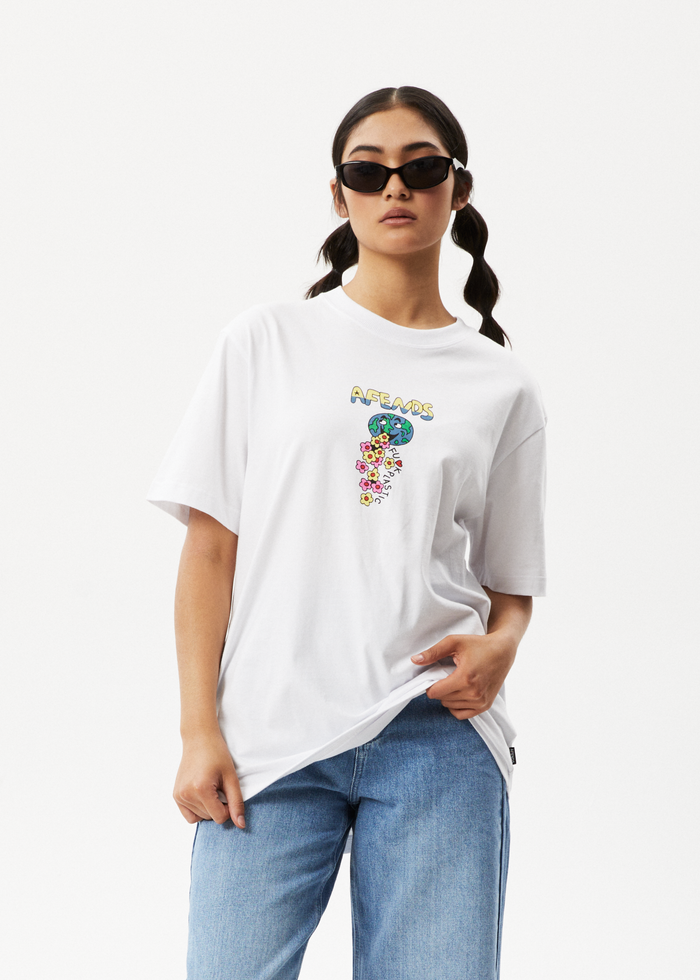 AFENDS Mens F Plastic - Retro Graphic Tee - White - Streetwear - Sustainable Fashion