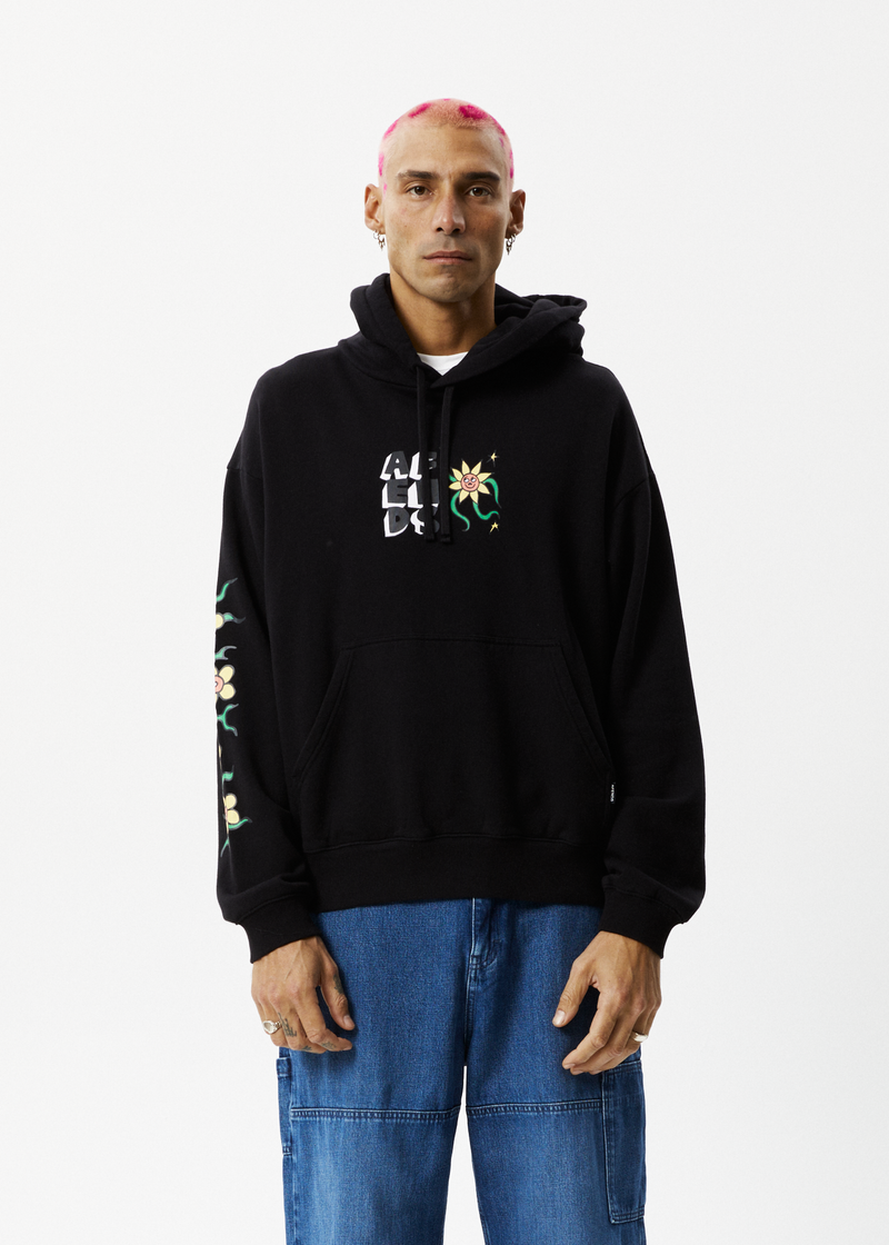 Afends Mens Flowerbed - Graphic Hoodie - Black