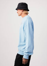 Afends Mens Flowers - Recycled Crew Neck Jumper - Sky Blue - Afends mens flowers   recycled crew neck jumper   sky blue   streetwear   sustainable fashion