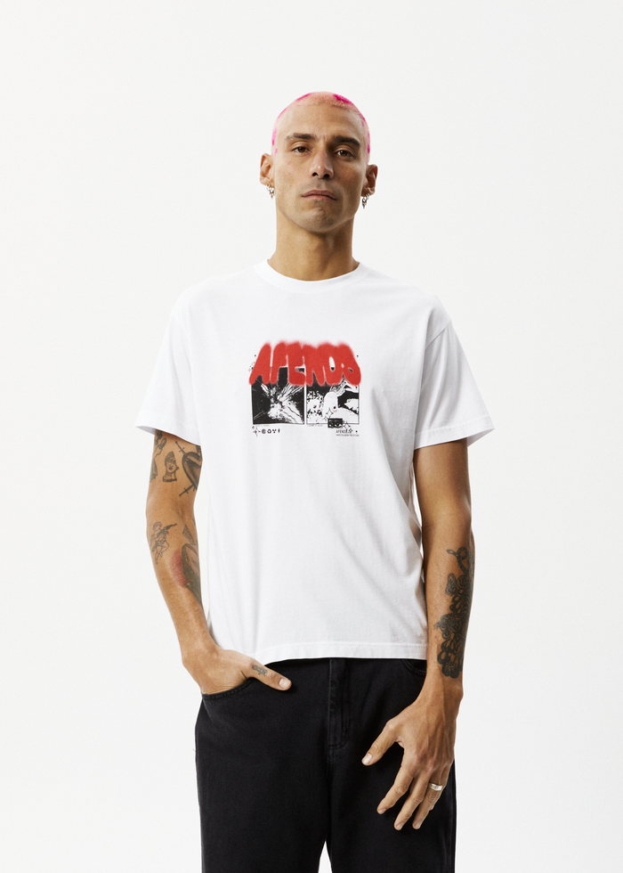 Afends Mens Future - Slim Fit Graphic T-Shirt - White - Streetwear - Sustainable Fashion