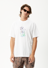 AFENDS Mens Gardener - Retro Graphic T-Shirt - White - Afends mens gardener   retro graphic t shirt   white   streetwear   sustainable fashion