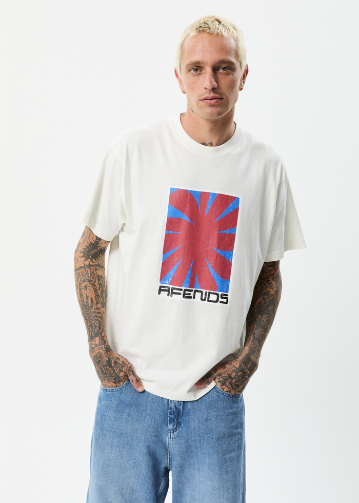 Afends Mens Holiday - Recycled Boxy Graphic T-Shirt - Off White - Streetwear - Sustainable Fashion