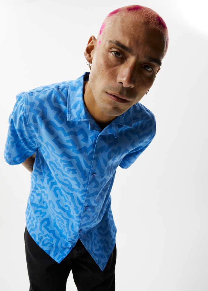 Afends Mens Icebergs - Cuban Short Sleeve Shirt - Arctic - Streetwear - Sustainable Fashion