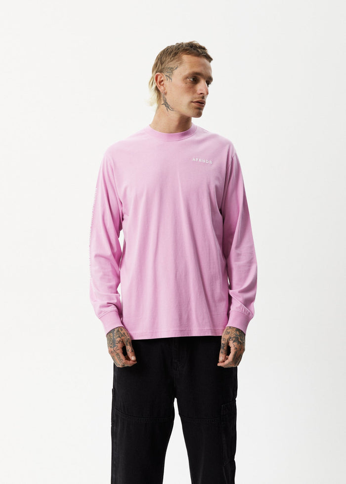 Afends Mens Icebergs - Long Sleeve Logo T-Shirt - Candy - Streetwear - Sustainable Fashion